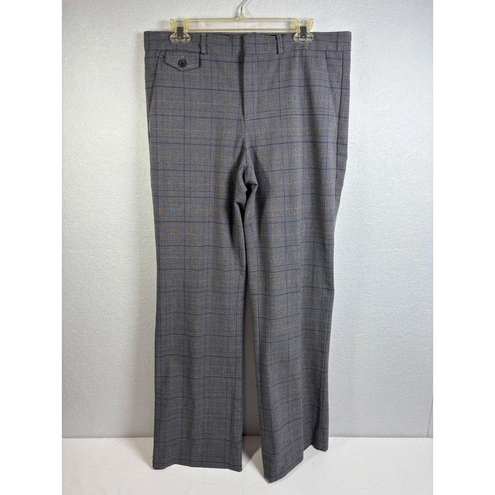 Banana Republic Logan Pants Womens 12 Gray Plaid Polyester Blend Classic Preppy